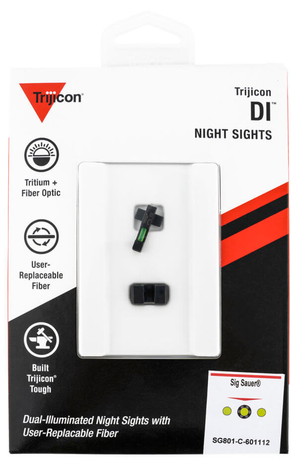 Trijicon 601106 DI Night Sight Set- Glock Small Frame Black | Green Tritium/Fiber Optic Front Sight Black Outline Front Sight Green Tritium Black Outline Rear Sight