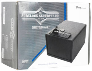 Surelock Security 3418945 QuickTouch 100 Digital Keypad/Biometric/Key Entry Matte Black Steel Holds 1 Handgun 2.56H x 9.06″W x11.81″D”