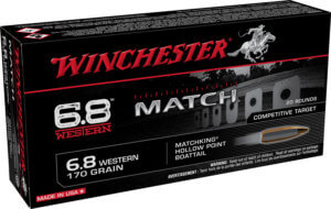 Winchester Ammo S68WM Match  6.8 Western 170 gr Sierra MatchKing Hollow Point Boat-Tail 20rd Box