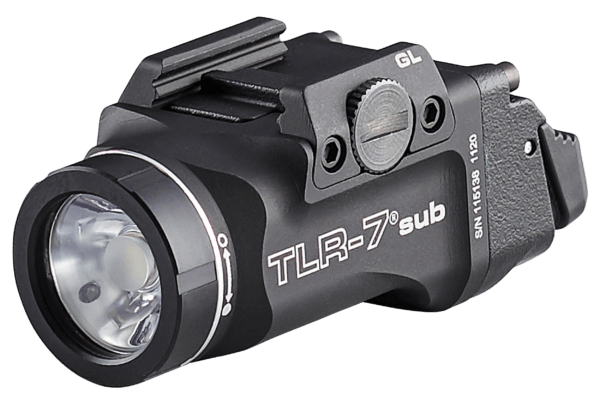 Streamlight 69400 TLR-7 Weapon Light Fits Glock 43X/48 MOS/Rail 500 Lumens Output White LED Light 141 Meters Beam Rail Grip Clamp Mount Black Anodized Aluminum
