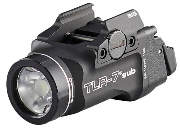Streamlight 69401 TLR-7 Weapon Light Sig P365 XL 500 Lumens Output White LED Light 141 Meters Beam Rail Grip Clamp Mount Black Anodized Aluminum