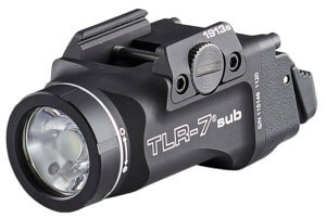 Streamlight 69402 TLR-7 Weapon Light 1913 Short Railed Sub-Compact Pistol w/Accessory Rail 500 Lumens White LED Black Anodized Aluminum 141 Meters Beam