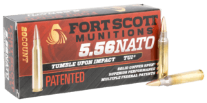 Fort Scott Munitions 556055SCV Tumble Upon Impact (TUI) Rifle 5.56x45mm NATO 55 gr Solid Copper Spun (SCS) 20rd Box