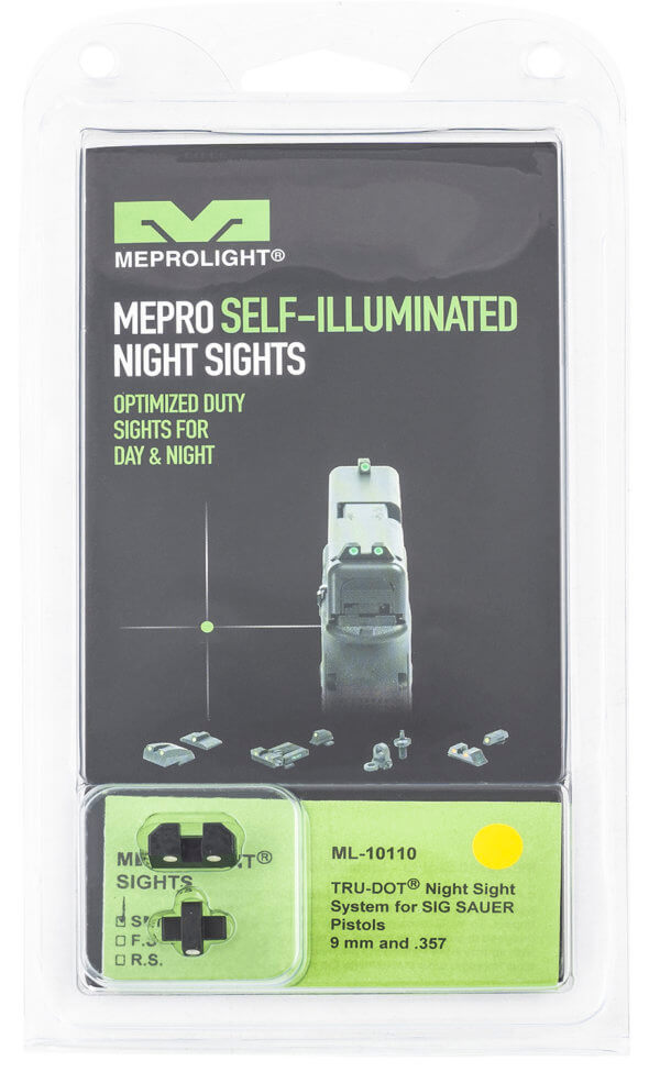 Meprolight USA 102203201 Tru-Dot Black | Green Tritium Front Sight Yellow Tritium Rear Sight Set