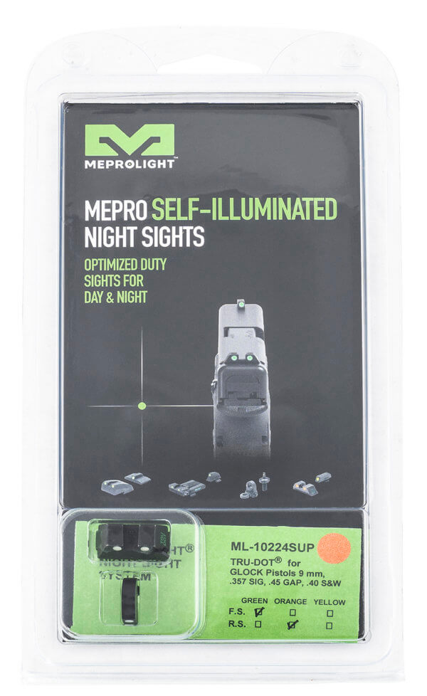 Meprolight USA 101103301 Tru-Dot  Black | Green Tritium Front Sight Orange Tritium Rear Sight Set