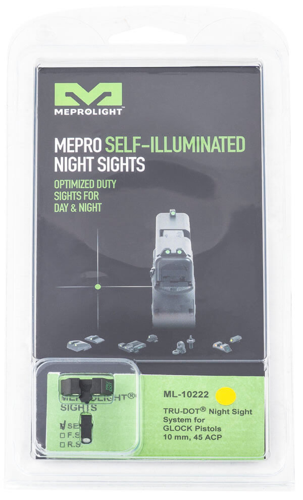 Meprolight USA 102223201 Tru-Dot Black | Green Tritium Front Sight Yellow Tritium Rear Sight Set