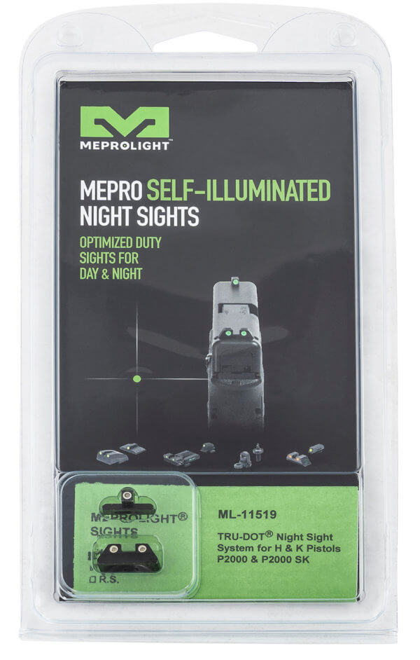 Meprolight USA 177753101 Tru-Dot Black | Green Tritium Front Sight Green Tritium Rear Sight Set