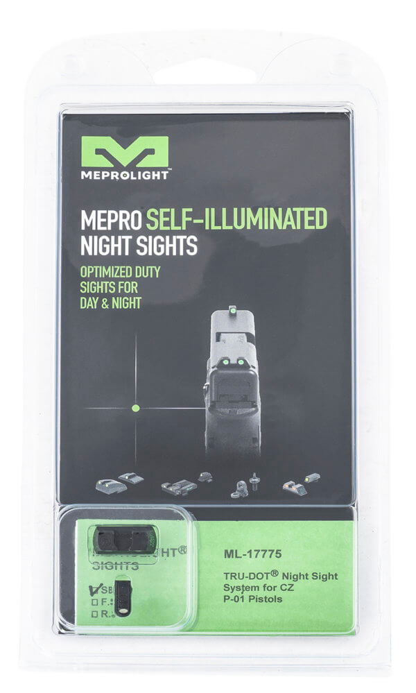 Meprolight USA 188023101 Tru-Dot Black | Green Tritium Front Sight Green Tritium Rear Sight Set