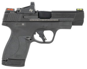 Smith & Wesson 13251 M&P Performance Center Shield Plus w/Optic Micro-Compact 9mm Luger 10+1/13+1  4″ Black Armornite Stainless Steel Barrel & Optic Ready/Serrated Slide  Matte Black Polymer Frame  Crimson Trace Red Dot 5 MOA  No Safety