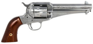 Taylors & Company 550408 1875 Army Outlaw 45 Colt (LC) Caliber with 5.50 Barrel  6rd Capacity Cylinder  Overall White Engraved Finish Steel & Walnut Grip”