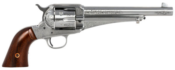 Taylors & Company 550389 1875 Army Outlaw 45 Colt (LC) Caliber with 7.50 Barrel  6rd Capacity Cylinder  Overall White Engraved Finish Steel & Walnut Grip”