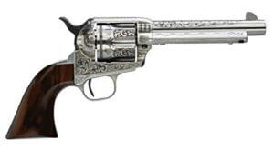 Taylors & Company 550389 1875 Army Outlaw 45 Colt (LC) Caliber with 7.50 Barrel  6rd Capacity Cylinder  Overall White Engraved Finish Steel & Walnut Grip”