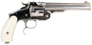 Taylors & Company 550692 Russian  45 Colt (LC) Caliber with 6.50  Barrel  6rd Capacity Cylinder  Overall Nickel-Plated Finish Steel  & Ivory Synthetic Grip”