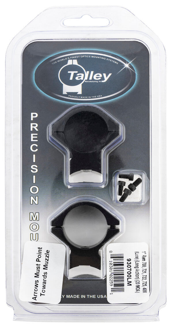 Talley 930700LM Scope Ring Set For Rifle Remington 700 Low 1″ Tube Black Anodized Aluminum