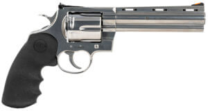Colt Mfg ANACONDA-SP6RTS Anaconda  44 Mag 6rd 6″ Semi-Bright Stainless Steel Black Hogue Rubber Grip