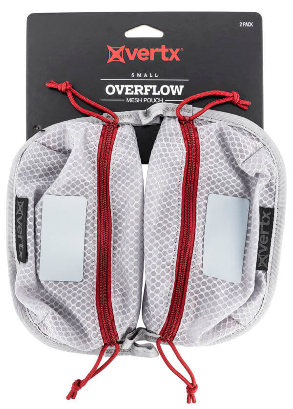 Vertx VTX5195AGYNA Overflow Pouch Small Size made of White Nylon with Mesh & Red Accents YKK Zipper & Durable Hook Back Panels 5″ W x 5″ H Dimensions