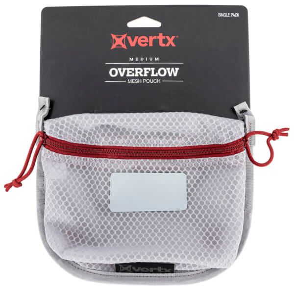 Vertx VTX5200AGYNA Overflow Pouch Medium Size made of White Nylon with Mesh & Red Accents YKK Zipper & Durable Hook Back Panel 5″ W x 7.25″ H Dimensions