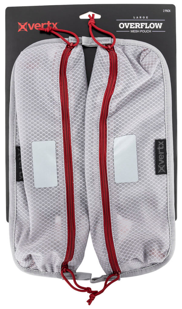 Vertx VTX5205AGYNA Overflow Pouch Large Size made of White Nylon with Mesh & Red Accents YKK Zipper & Durable Hook Back Panel 15.50″ W x 5.20″ H Dimensions