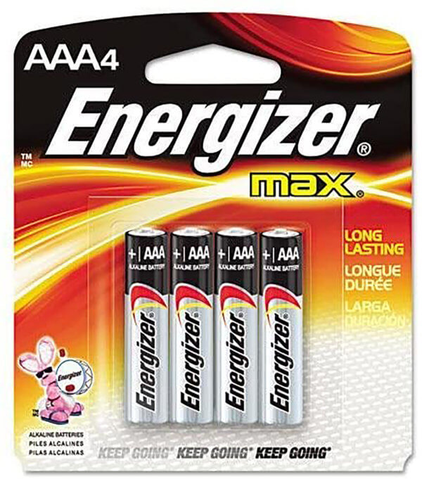 Energizer E92BP4 AAA Max 1.5V Alkaline Qty (4) Single Pack