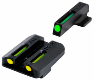 TruGlo TGTG131NT1Y TFO Black | Green Tritium & Fiber Optic Front Sight Yellow Tritium & Fiber Optic Rear Sight