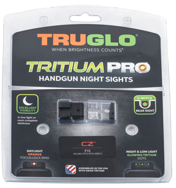 TruGlo TGTG231A1W Tritium Pro Black | Green Tritium White Outline Front Sight Green Tritium Rear Sight