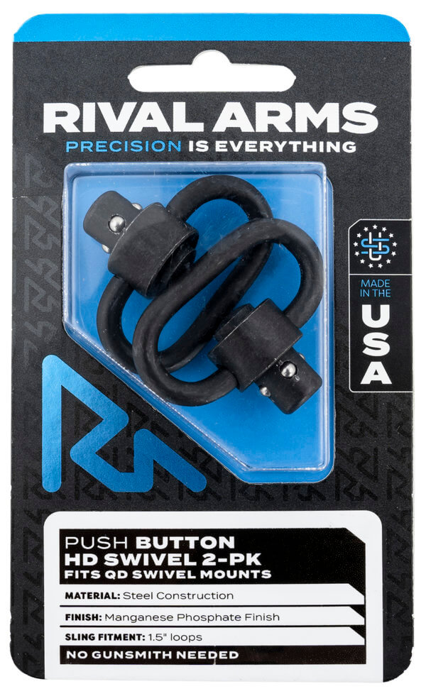 Rival Arms RA-RA92S2A HD Swivel Set Black Manganese Phosphate Steel with 1.5″ Loops & Recessed Button