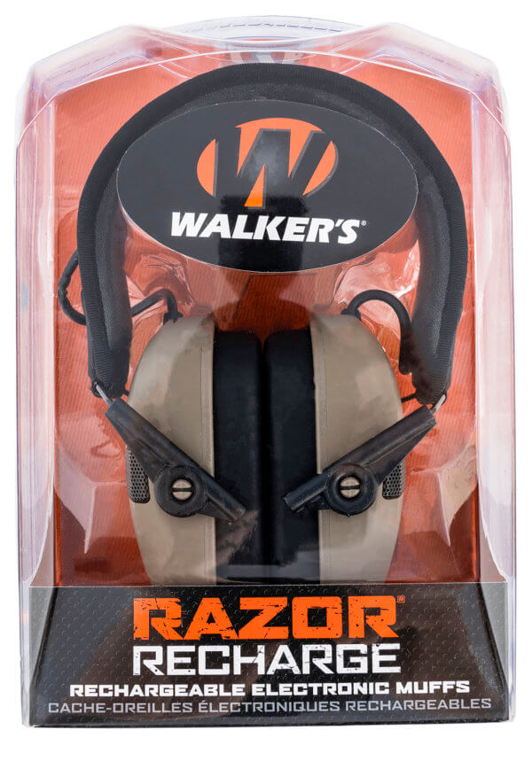Walker’s GWPRSEMRCFDE Razor Rechargeable Electronic Muff Polymer 21 dB Over the Head Flat Dark Earth/Black Adult