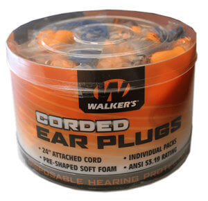 Walker’s GWP-CORDPLGBKT Foam Ear Plugs  Orange Foam Ear Buds with Blue Plastic Cord 32 dB In The Ear 50 Pair
