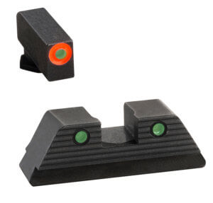 AmeriGlo GL817 Trooper Sight Set for Glock Black | Green Tritium with Orange Outline Front Sight Green Tritium with Black Outline Rear Sight