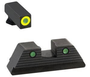AmeriGlo GL820 Trooper Sight Set for Glock Black | Green Tritium with Lumigreen Outline Front Sight Green Tritium with Black Outline Rear Sight