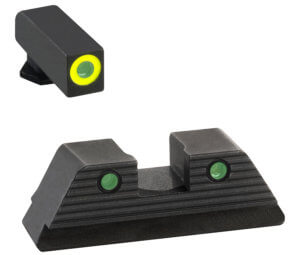 AmeriGlo GL822 Trooper Sight Set for Glock Black | Green Tritium with Lumigreen Outline Front Sight Green Tritium with Black Outline Rear Sight