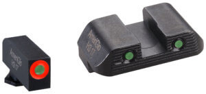 AmeriGlo GL823 Trooper Sight Set for Glock Black | Green Tritium with Orange Outline Front Sight Green Tritium with Black Outline Rear Sight