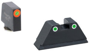 AmeriGlo GL333 Optic Compatible Sight Set for Glock Black | XL Tall Green Tritium with Lumigreen Outline Front Sight XL Tall Green Tritium with White Outline Rear Sight