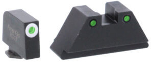 AmeriGlo GL252 Optic Compatible Sight Set for Glock Black | XL Tall Green Tritium with Lumigreen Outline Front Sight XL Tall Green Tritium with Black Outline Rear Sight