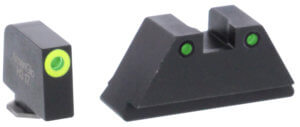 AmeriGlo GL152 Optic Compatible Sight Set for Glock Black | XL Tall Green Tritium with White Outline Front Sight XL Tall Green Tritium with Black Outline Rear Sight