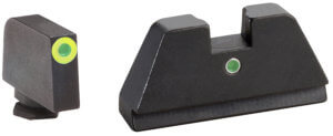 AmeriGlo GL291 Optic Compatible Sight Set for Glock Black | XL Tall Green Tritium with Orange Outline Front Sight XL Tall Green Tritium i-Dot Rear Sight