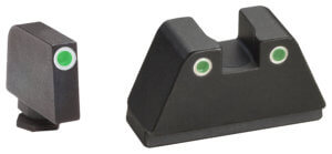 AmeriGlo GL391 Optic Compatible Sight Set for Glock Black | XL Tall Green Tritium with Lumigreen Outline Front Sight XL Tall Green Tritium i-Dot Rear Sight