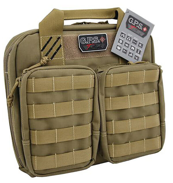 GPS Bags PC15FDE Pistol Case Flat Dark Earth 600D Polyester with Mag Storage Lockable Zippers & Cushioned Compartment Holds 1 Handgun