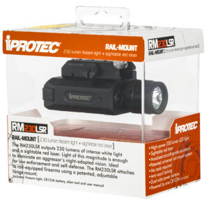 iProtec 6568 RM230LSR 5mW Red Laser with 650 nm Wavelength 46 Lumens Low-230 Lumens High White LED Light Black Finish for Rail-Equipped Long Guns Pistols (Except Subcompacts)