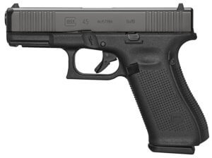 Glock G45 Compact Crossover 9mm Luger 4.02″ 17+1 Black Black nDLC Steel with Front Serrations & MOS Cuts Black Rough Texture Interchangeable Backstraps Grip Fixed Sights