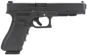 Glock PI3430103 G34 Gen3 Competition 9mm Luger 5.31″ Barrel 17+1 Black Frame & Slide Finger Grooved Rough Texture Grip Adjustable Sights Safe Action Trigger