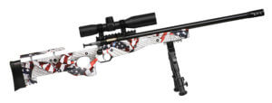 Crickett KSA2153 Precision Complete Package 22 LR 1rd 16.13″ Blued American Flag & Amendment Fixed Thumbhole Stock Right Hand (Youth)