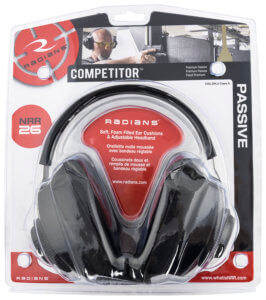 Radians CP0100CS Competitor Earmuff 26 dB Over the Head Black Ear Cups with Black Headband Adult