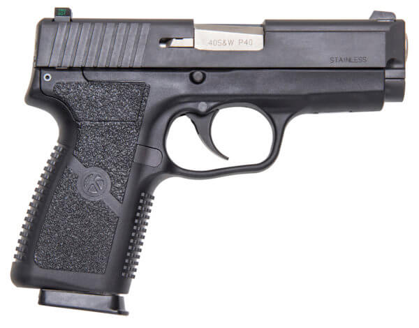 Kahr Arms KP4044NA P  40 S&W Caliber with 3.60 Barrel  6+1 or 7+1 Capacity  Black Finish Frame  Serrated Matte Black Stainless Steel Slide  Textured Polymer Grip & TruGlo Night Sight”