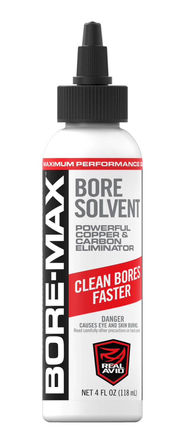 Real Avid AVBMBS4L Bore-Max Solvent Removes Carbon  Powder  Lead  Plastic Fouling 4 oz Bottle