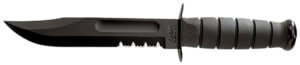Ka-Bar 1212 Fighting/Utility 7″ Fixed Clip Point Part Serrated Black 1095 Cro-Van Blade Black Kraton G Handle Includes Sheath