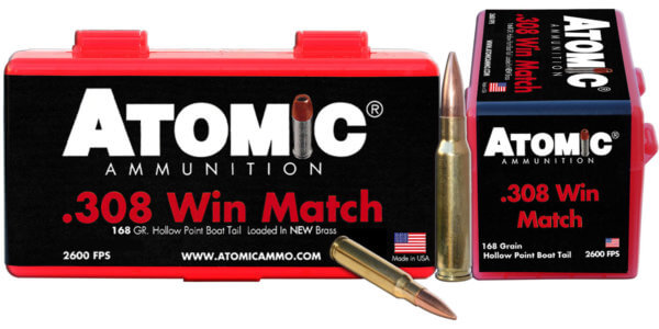 Atomic Ammunition 00426 Rifle Match 308 Win 168 gr Hollow Point Boat-Tail (HPBT) 50rd Box