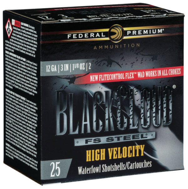 Federal PWBXH1432 Premium Black Cloud FS High Velocity 12 Gauge 3″ 1 1/8 oz 1635 fps 2 Shot 25rd Box
