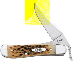Case 0260 6 RussLock 2.70″ Folding RussLock Clip Plain Mirror Polished Tru-Sharp SS Blade/Peach Seed Jigged Amber Bone Handle