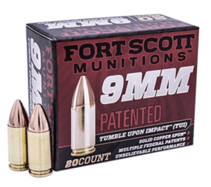 Fort Scott Munitions 9MM-115-SCV TUI  9mm Luger 115 gr Solid Copper Spun 20rd Box